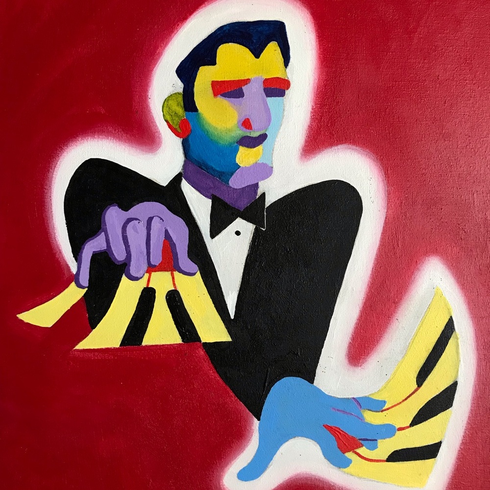 Piano in Crimson acrylic on wood